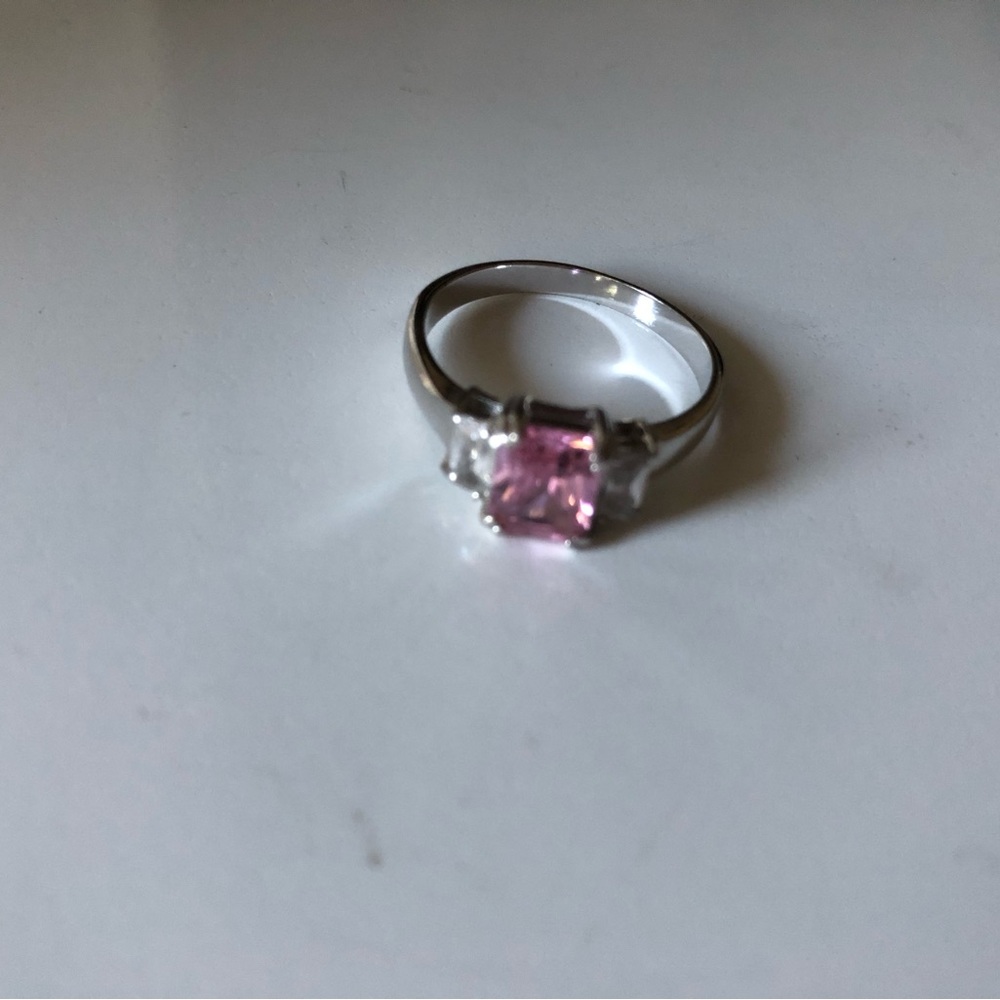 Sterling silver with pink stone